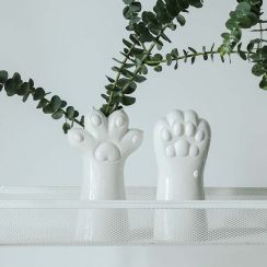 Creative White Ceramic Cat Claw Desktop Small Vase