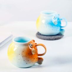 Exquisite Art Small Puffer Fish Ceramic Milk Mug