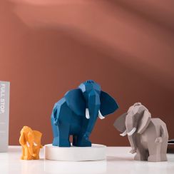 Modern Abstract Geometric Mammoth Elephant Decorative Sculpture Ornaments
