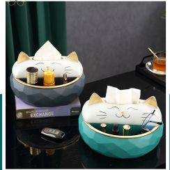 Multifunctional Happy Cat Living Room Desktop Organizing Storage Tissue Box
