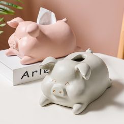 Pastoral Happy Piggy Desktop Decoration Tissue Box
