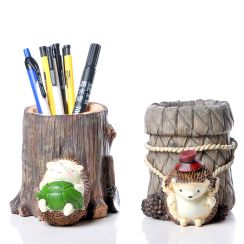 Stump Hedgehog Pen Holder Desktop Organize Storage