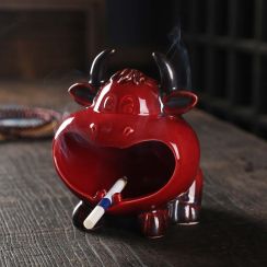 Big Mouth Red Cow Ceramic Ashtray