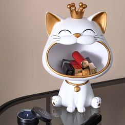 Cute Big Mouth Cat Desktop Organize Storage Box Candy Tray