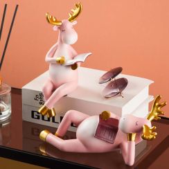 Cute Cartoon Colorful Elk Desktop Decoration Sculpture