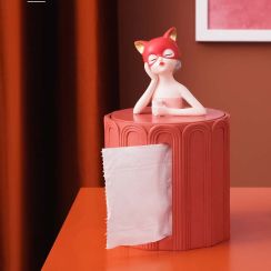 Cute Catwoman Cartoon Art Decoration Tissue Box Paper Roll Holder
