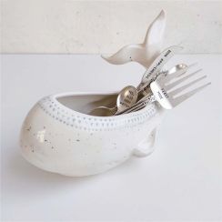 Desktop Ceramic Whale Finishing Storage Box Decorative Flower Pot