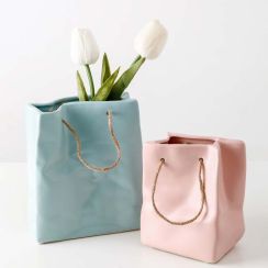 Shopping Bag Geometry Art Ceramic Vase