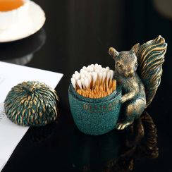 Vintage Squirrel And Nut Toothpick Box Cotton Swab Box
