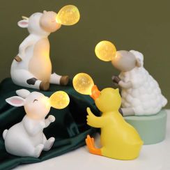 Blowing Bubbles Cartoon Small Animal Desktop Decoration With Lights