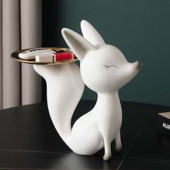 Cute White Fox Storage Tray Desktop Decoration Ornaments