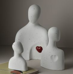 Abstract Warm Family Of Three Figures Sculpture Desktop Decoration
