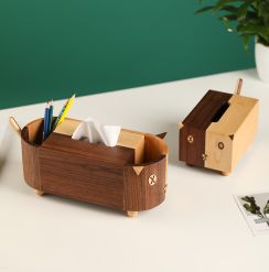 Abstract Wooden Cat Decoration Organize Storage Tissue Box
