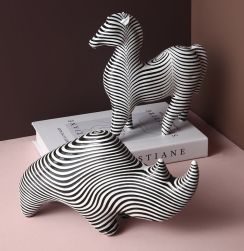 Art Geometric Line Animal Decorative Sculpture Rhino Zebra