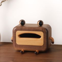 Black Walnut Frog Tissue Box: Decorative Elegance For Every Space