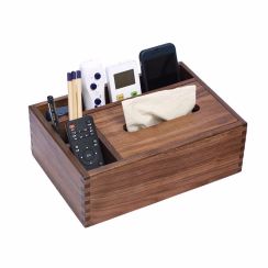 Black Walnut Tissue Box,Desktop Organizer,Remote Control,Phone Storage