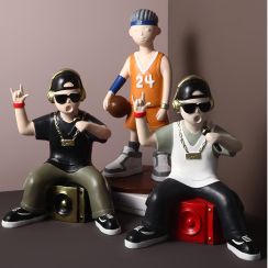 Creative Rock Music Boy & Basketball Boy Desktop Decoration Sculpture