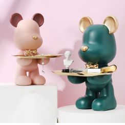 Cute Big Ear Bear Desktop Candy Key Organize Storage Tray Decoration Ornaments