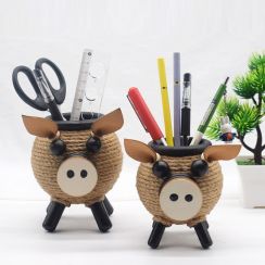 Cute Little Pig Pen Holder Office Desktop Decoration Organize Storage