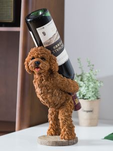 Cute Teddy Dog Home Sculpture Decoration Wine Bottle Holder