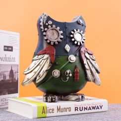 Retro Industrial Machinery Style Owl Decorative Piggy Bank
