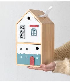 Wooden Double-Layer Facial Tissue Box&Organizer With Drawer