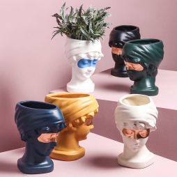 Abstract Art Girl Creamic Small Flower Pot