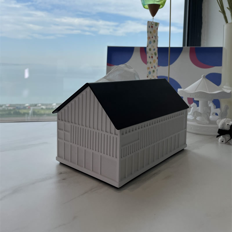 Industrial-Style-Concrete-House-Shaped-Facial-Tissue-Box