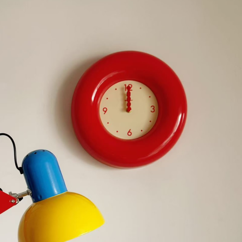 Modern Minimalist Round Wall Clock - Sleek Art  Decor for Home & Office (Orange/Red/Black)