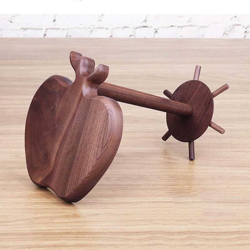 Pastoral Wooden Apple-shaped Desktop Finishing Storage Holder