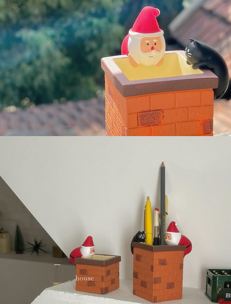 Santa Claus Chimney Pen Holder – Festive Desk Organizer